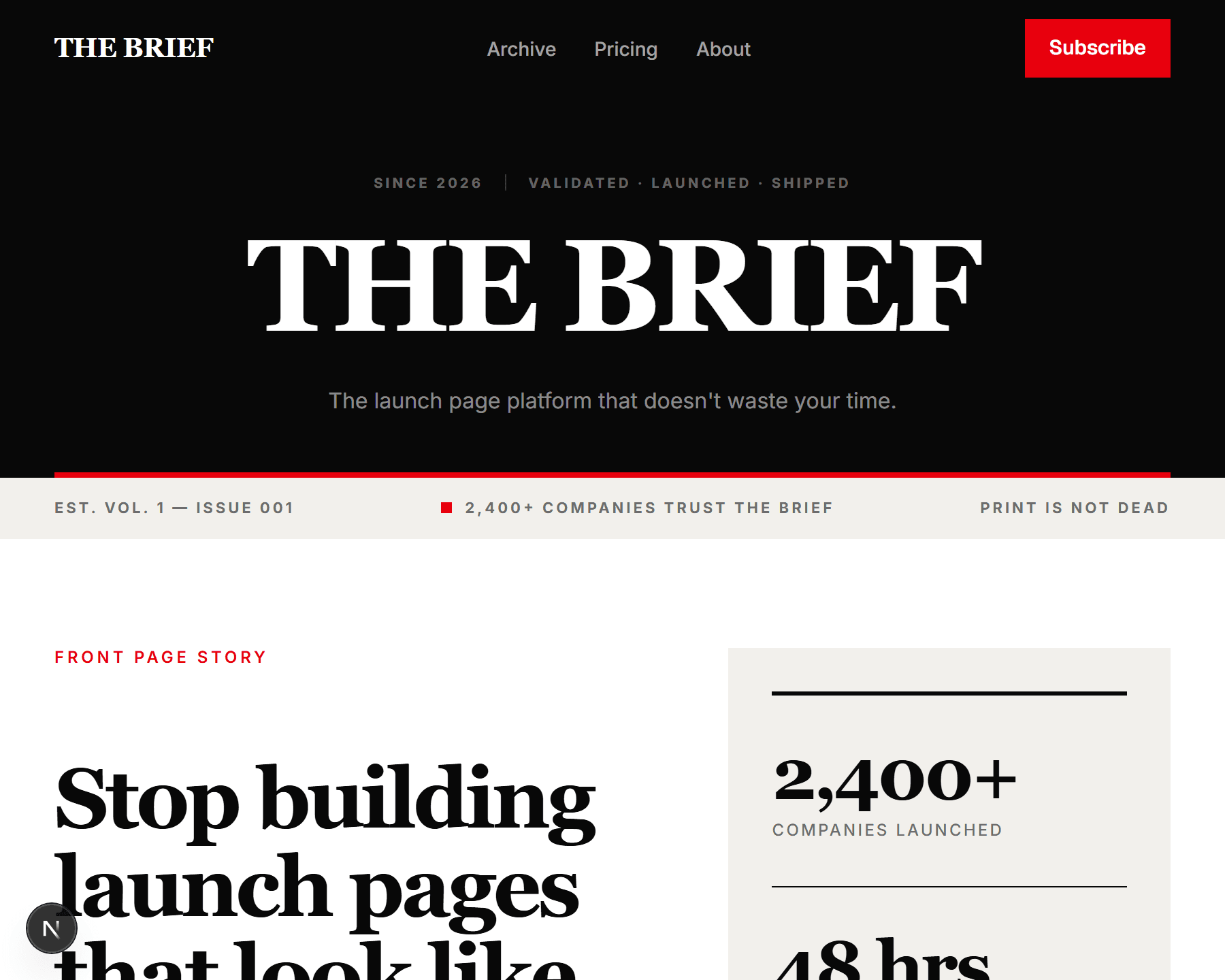 Brutal Press launch page preview