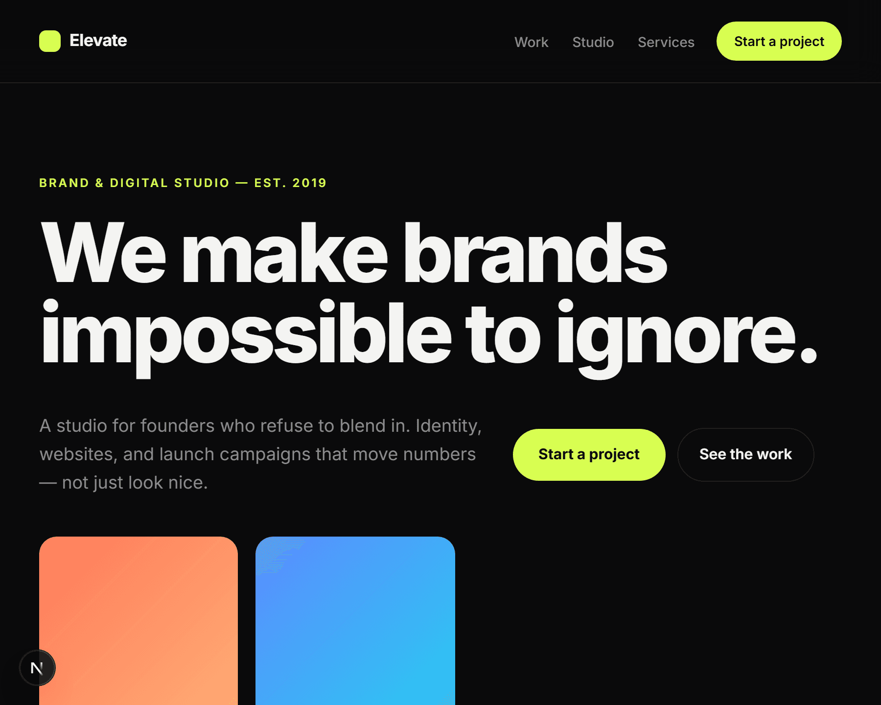 Agency Portfolio launch page preview
