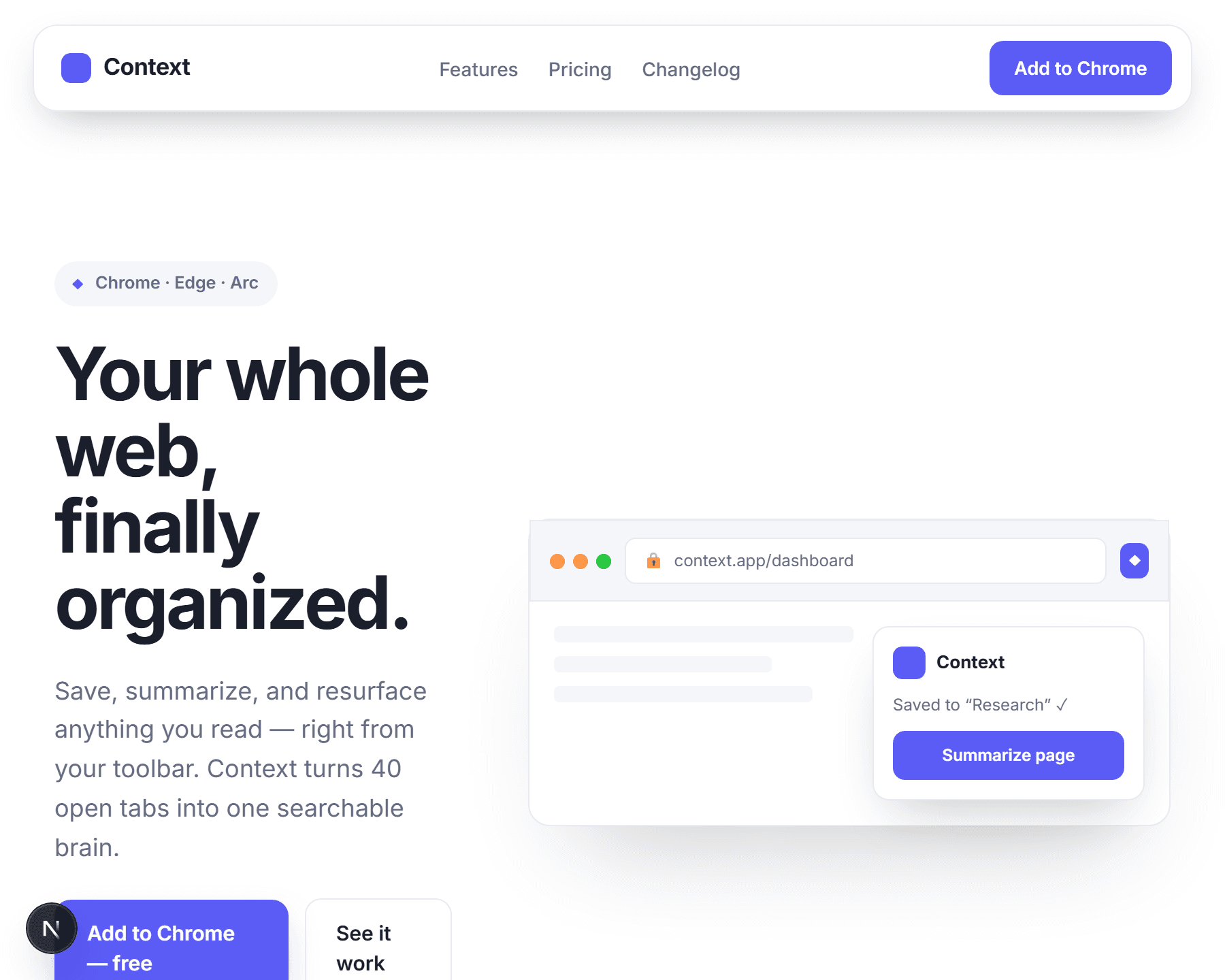 Chrome Extension Landing launch page preview