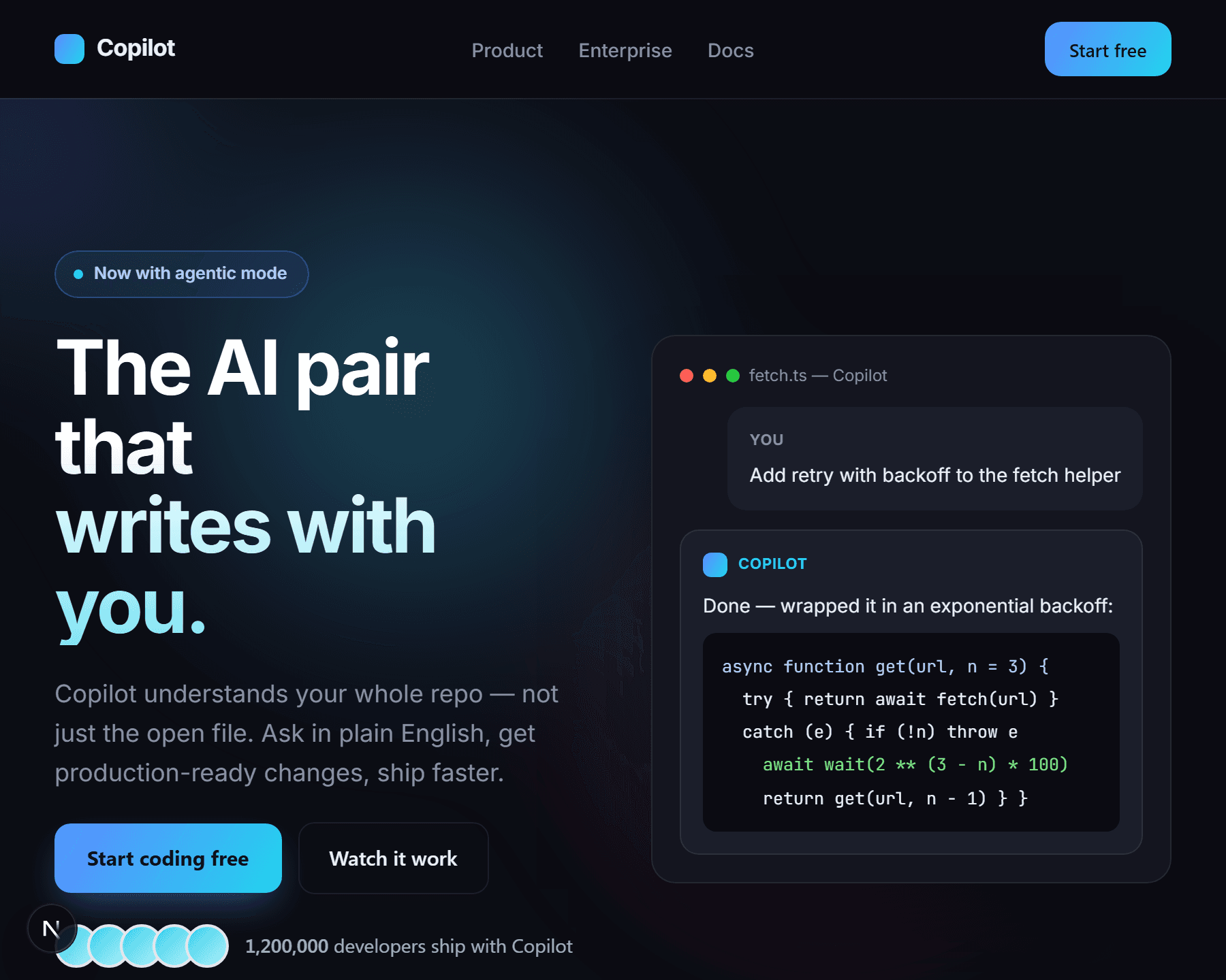 AI Copilot Landing launch page preview