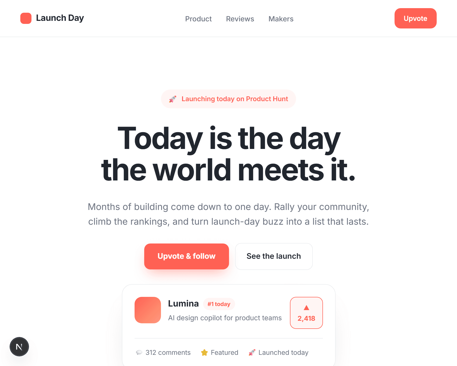 Product Hunt Launch launch page preview
