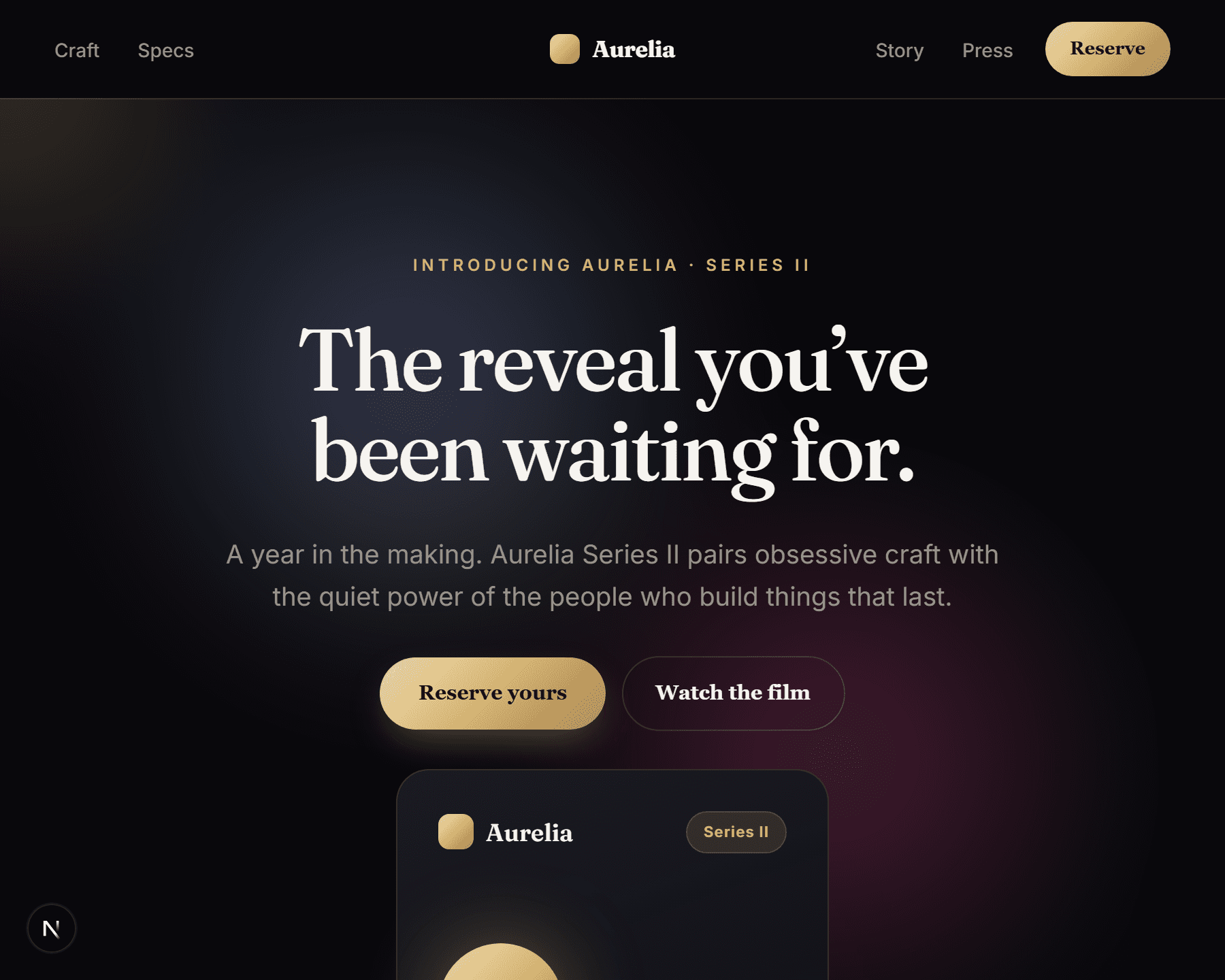 Product Showcase launch page preview