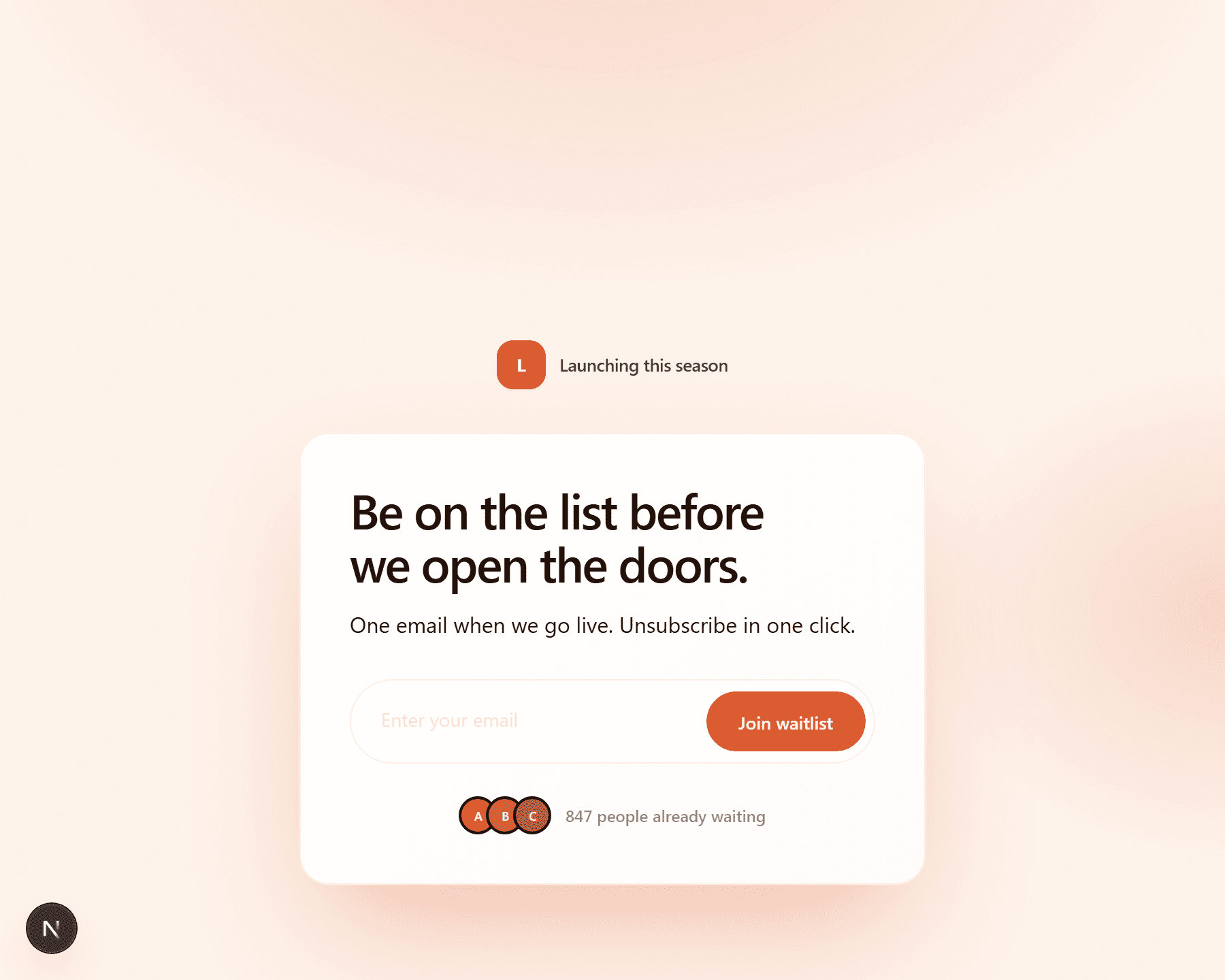 Ember launch page preview