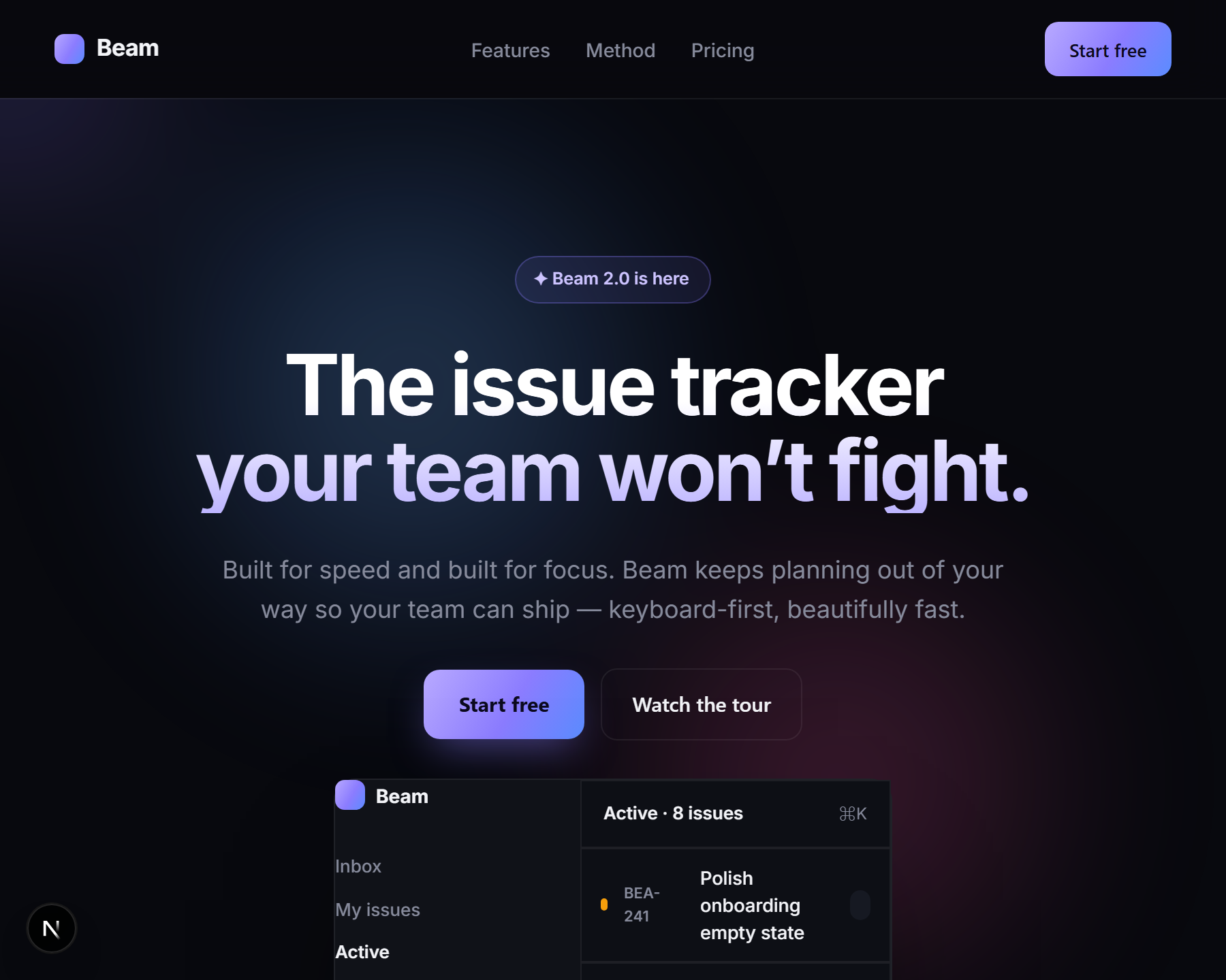 Linear Style Landing template preview