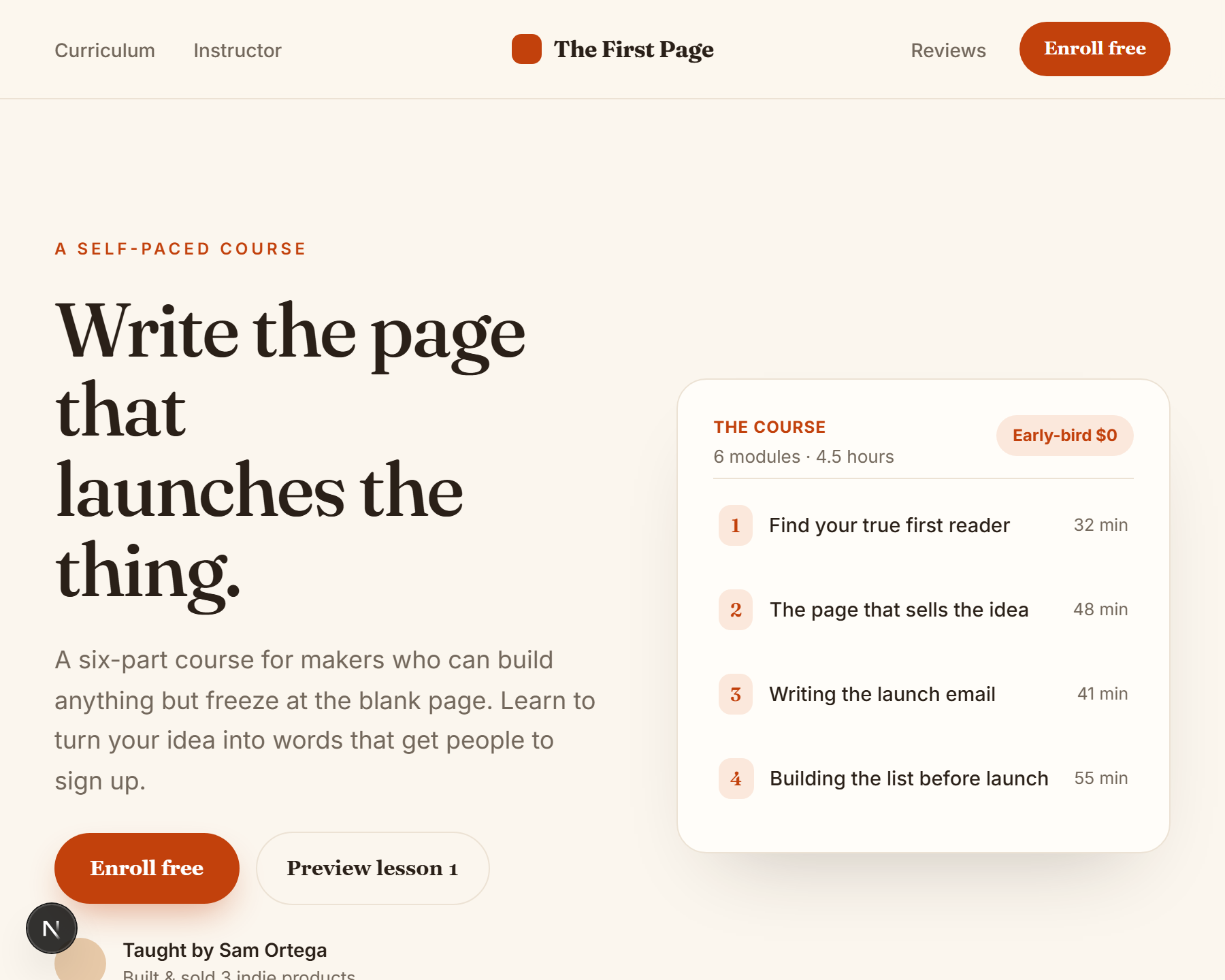 Creator Course Landing template preview