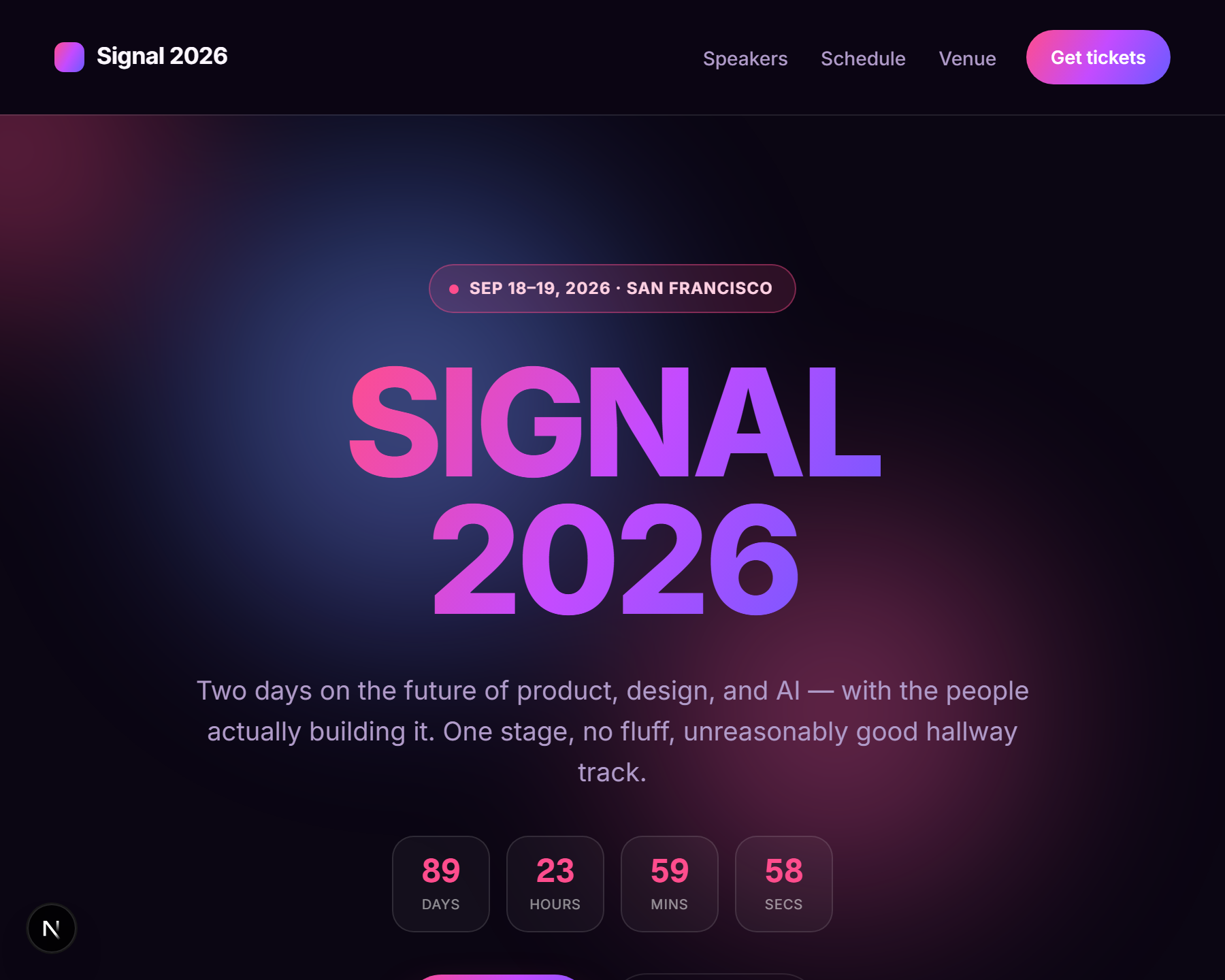 Event Launch Page template preview