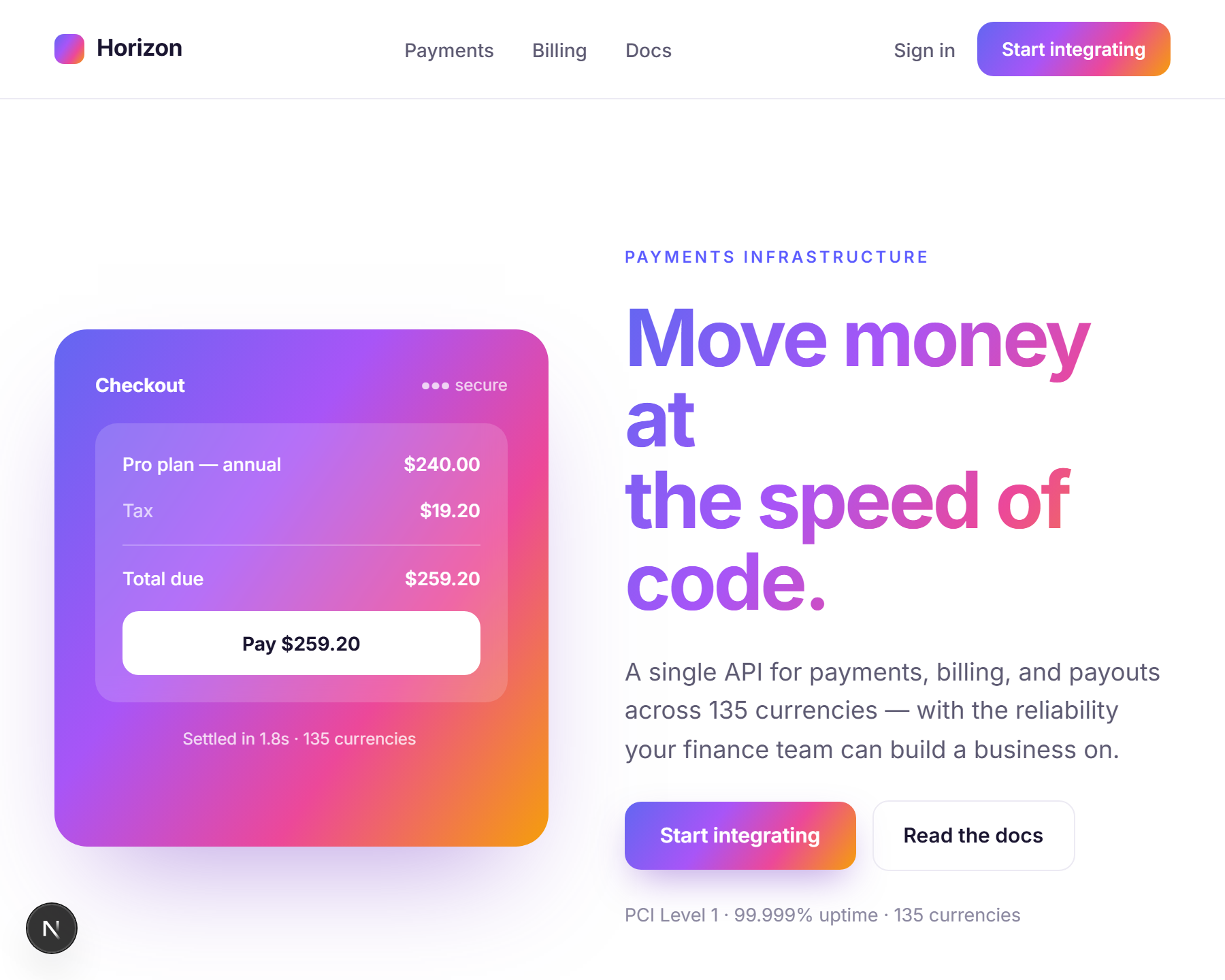 Stripe Style Landing template preview