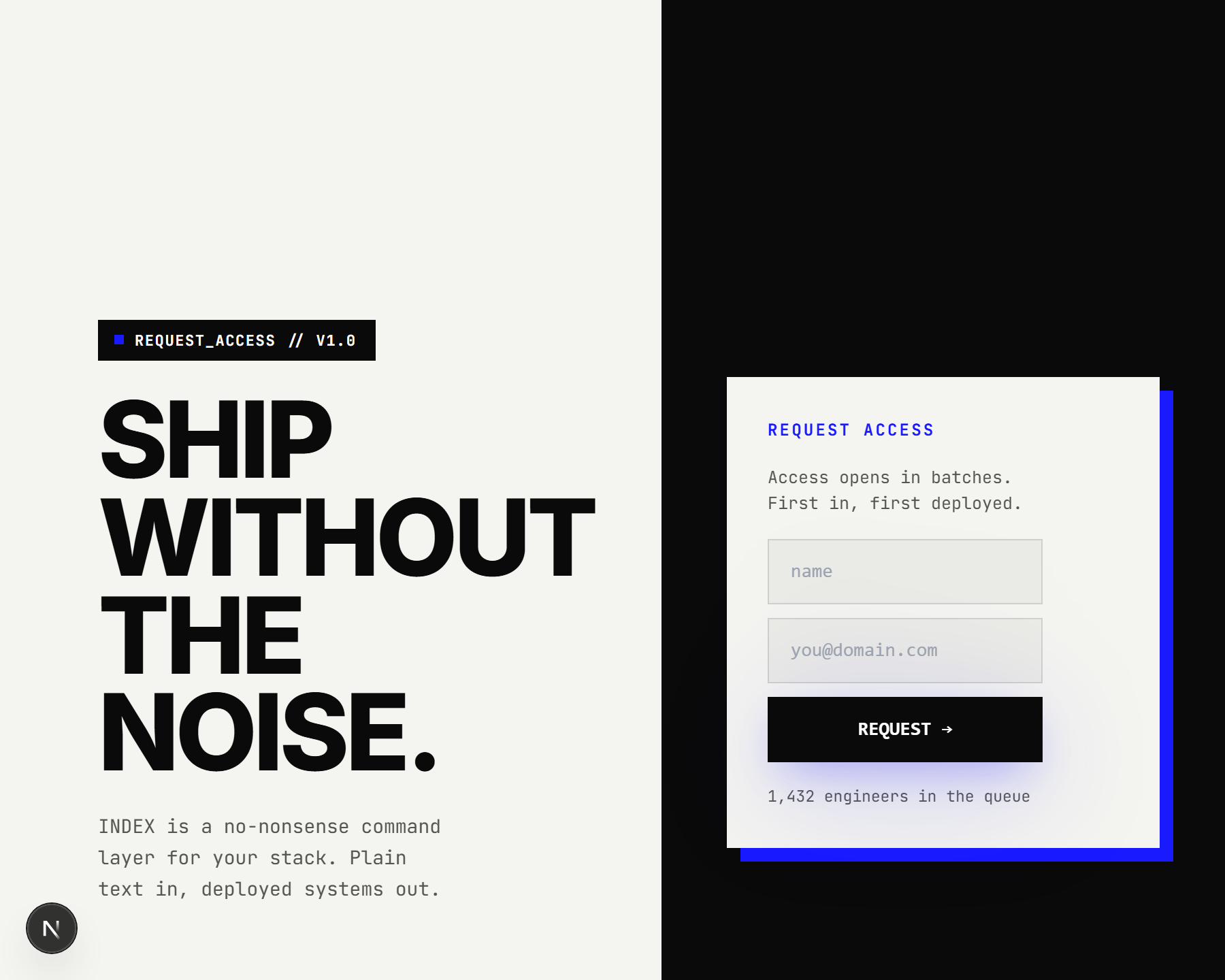 INDEX template preview