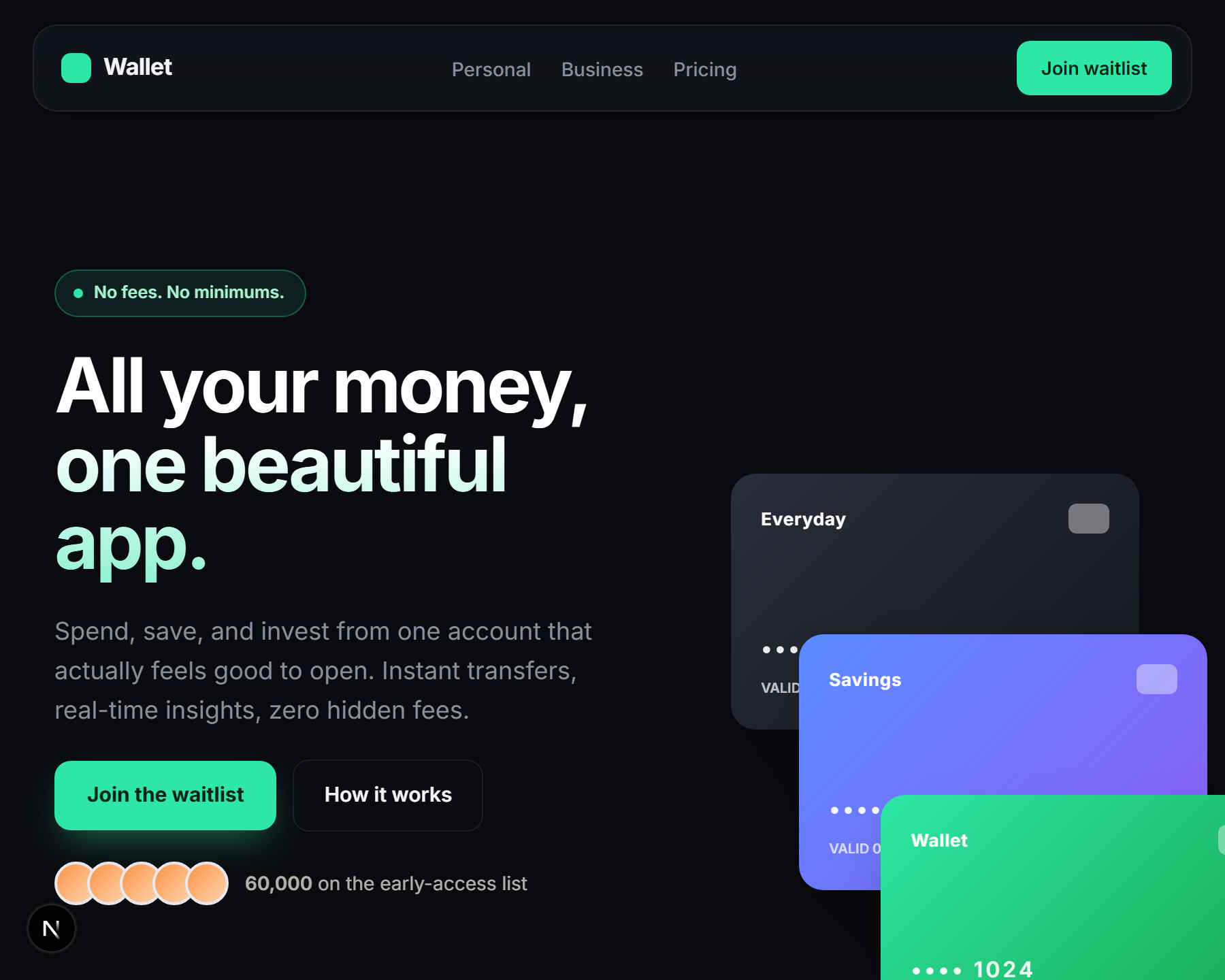 Wallet App Landing template preview